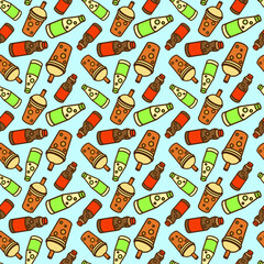 vector icon of cute doodle pattern soft drink and cola