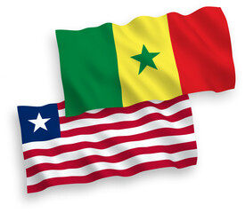 Flags of Republic of Senegal and Liberia on a white background