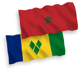 Flags of Saint Vincent and the Grenadines and Morocco on a white background