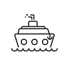 Ferry Transportation icon people icons with black outline style. Vehicle, symbol, transport, line, outline, station, travel, automobile, editable, pictogram, isolated, flat. Vector illustration