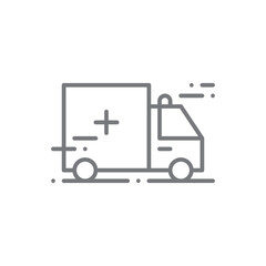 Ambulance Transportation icon people icons with black outline style. Vehicle, symbol, transport, line, outline, travel, automobile, editable, pictogram, isolated, flat. Vector illustration
