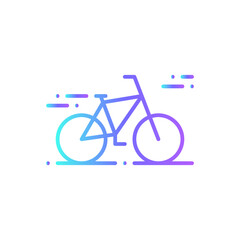 Bicycle Transportation icon with blue gradient outline style. Vehicle, symbol, transport, line, outline, travel, automobile, editable, pictogram, isolated, flat. Vector illustration