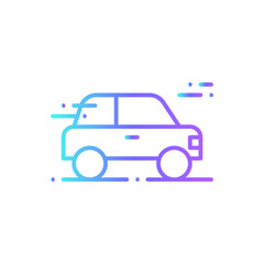 Car Transportation icon with blue gradient outline style. Vehicle, symbol, transport, line, outline, travel, automobile, editable, pictogram, isolated, flat. Vector illustration