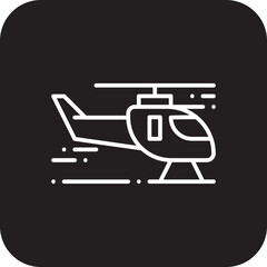 Helicopter Transportation icon with black filled line style. Vehicle, symbol, transport, line, outline, travel, automobile, editable, pictogram, isolated, flat. Vector illustration
