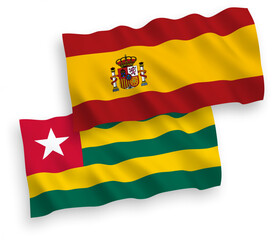 Fototapeta premium Flags of Togolese Republic and Spain on a white background