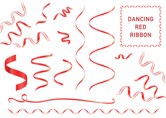 舞い散る赤リボン