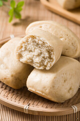 Chinese food steamed buns on table