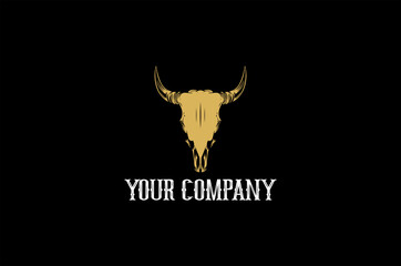 Bull Head Skull Vector Logo Design