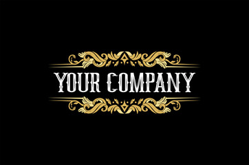 Calligraphic Luxury Boutique Logo Gold Vector