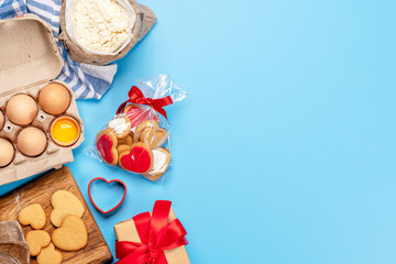 Cooking gingerbread heart cookies for Valentines day