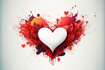 Valentine's Day heart with ink splatter, Generative AI