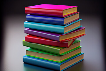 Stack of colorful books, Generative AI