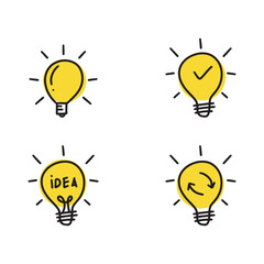 Light bulb creative idea hand drawn vector logo design