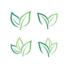Set of Green Leaf Logo design inspiration vector icons