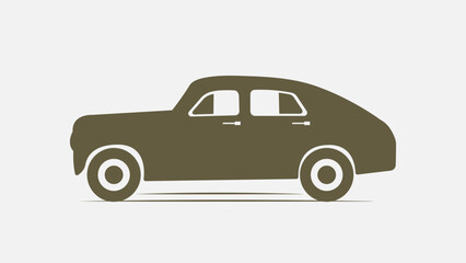 Retro car silhouette in profile, silhouette vector drawing