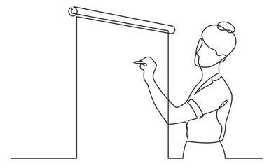 continuous line drawing presenter drawing n presentation screen - PNG image with transparent background
