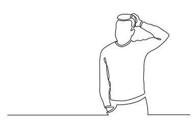 continuous line drawing standing man in difficult situation - PNG image with transparent background