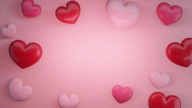 heart minimal valentine background, red pink heart coloured, pink background, wiggle heart animation,4k resolution, copy space for text.