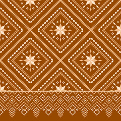Nature vintages cross stitch traditional ethnic pattern paisley flower Ikat background abstract Aztec African Indonesian Indian seamless pattern for fabric print cloth dress carpet curtains and sarong