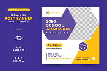 Education banner for kids' school admission. school university education social media post banner
