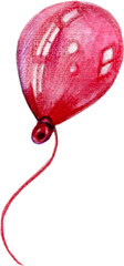 Red helium balloon in cartoon style. Birthday balun flies for parties and celebrations. Flying balloon with a rope. Isolated on white background. Vector illustration for your design and business.