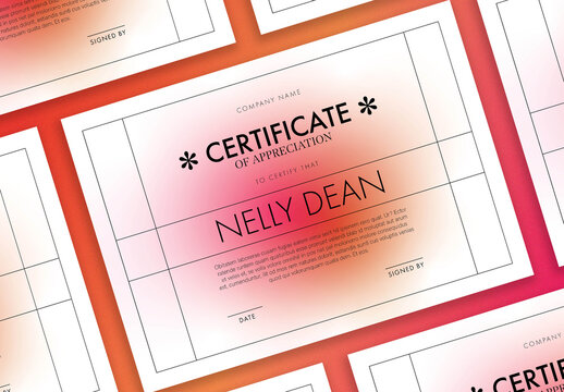 Pink And Orange Gradient Certificate