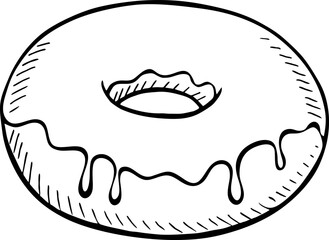 doodle style of a donut, Vector illustration