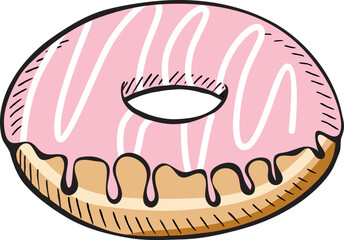 doodle style of a donut, Vector illustration