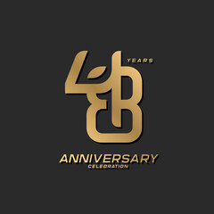 48 years anniversary celebration logotype with modern elegant number - obrazy, fototapety, plakaty