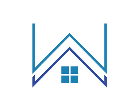WW forming a house roof logo