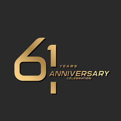 61 years anniversary celebration logotype with modern elegant number