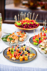 catering table with snacks and tapas