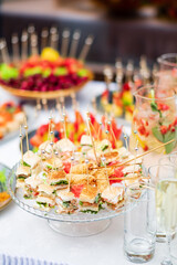 catering table with snacks and tapas