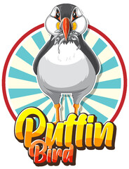Puffin bird logo with carton character