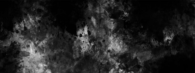 Black and dark grey grainy stone and concrete wall texture background. Panorama dark grey black slate background and texture. Old grunge Wall concrete texture background.