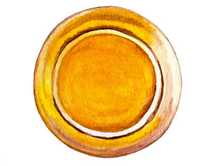 Watercolor illustration with jar of honey