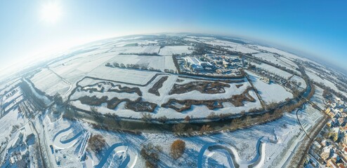 Die Altmühl-Renaturierung bei Gunzenhausen im Fränkischen Seenland im winterlichen Sonnenschein