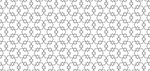 Seamless pattern with thin line Jewish stars vector illustration