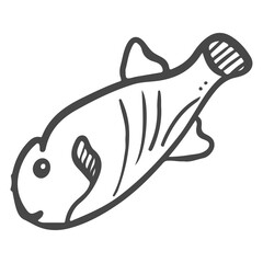 trout fish animal in sea hand drawn sketch doodle illustration