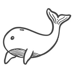 cute whale animal in sea hand drawn sketch doodle illustration