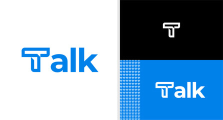 TALK LOGO WORDMARK BUBLE CHAT NEGATIVE SPACE SIMPLE EDITABLE