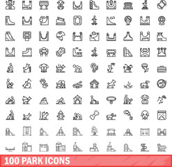 100 park icons set. Outline illustration of 100 park icons vector set isolated on white background