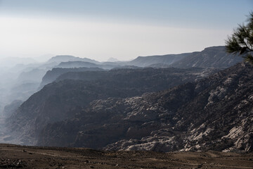 Naklejka na ściany i meble delightful endless panoramic views of the nature of Jordan on a sunny day