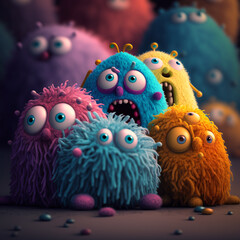 Hairy Microbes on a Cinematic Background