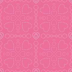 Seamless pattern with colorful heart shape on pink background.Vector illustration.