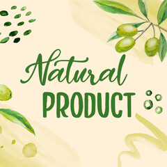 natural product watercolor background banner olive
