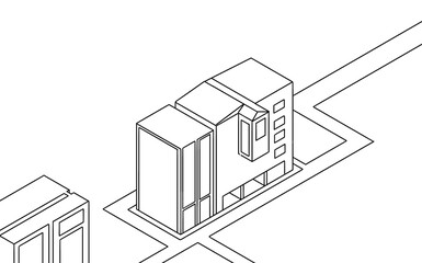 sketch of house, lodging apartment illustration. Black lines 