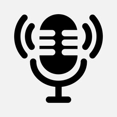 Microphone icon in solid style about multimedia, use for website mobile app presentation