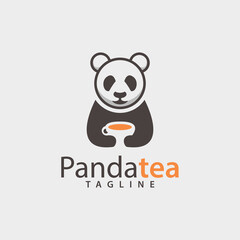 Panda tea logo design, Premium logo template Vector.