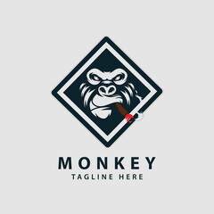 Monkey logo design, Premium logo template Vector.